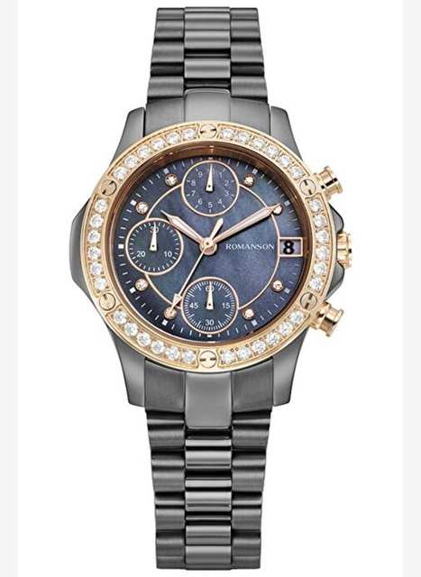 ROMANSON Rm7000Qlbkm36R WOMEN'S WRISTWATCH WITH STEEL CASE STEEL STRAP CALENDAR