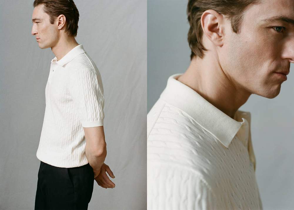 100% cotton braided knitted polo shirt — Product image 11 of 29