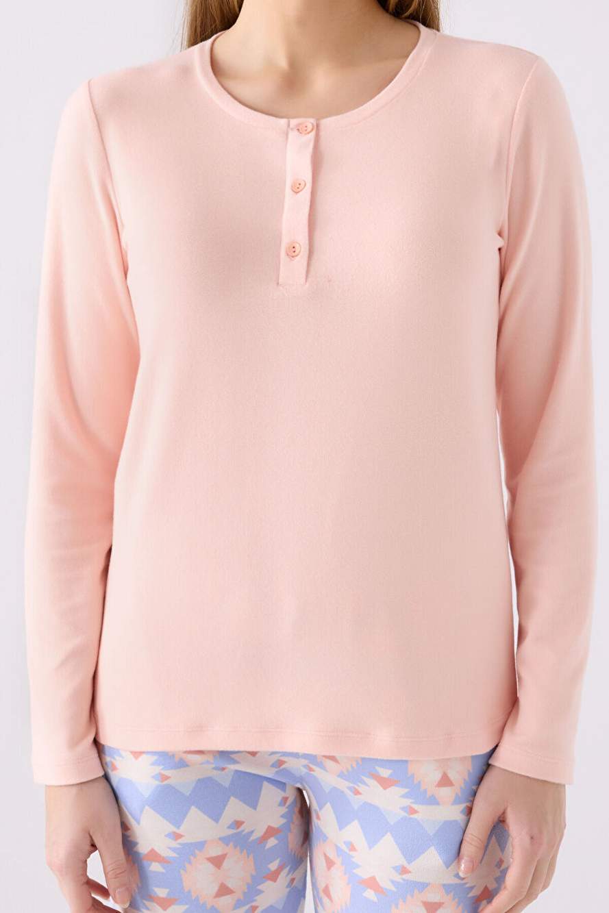 Arnetta Kadın Uzun Kol Pijama Takım AR3098 Somon — Product image 4 of 5