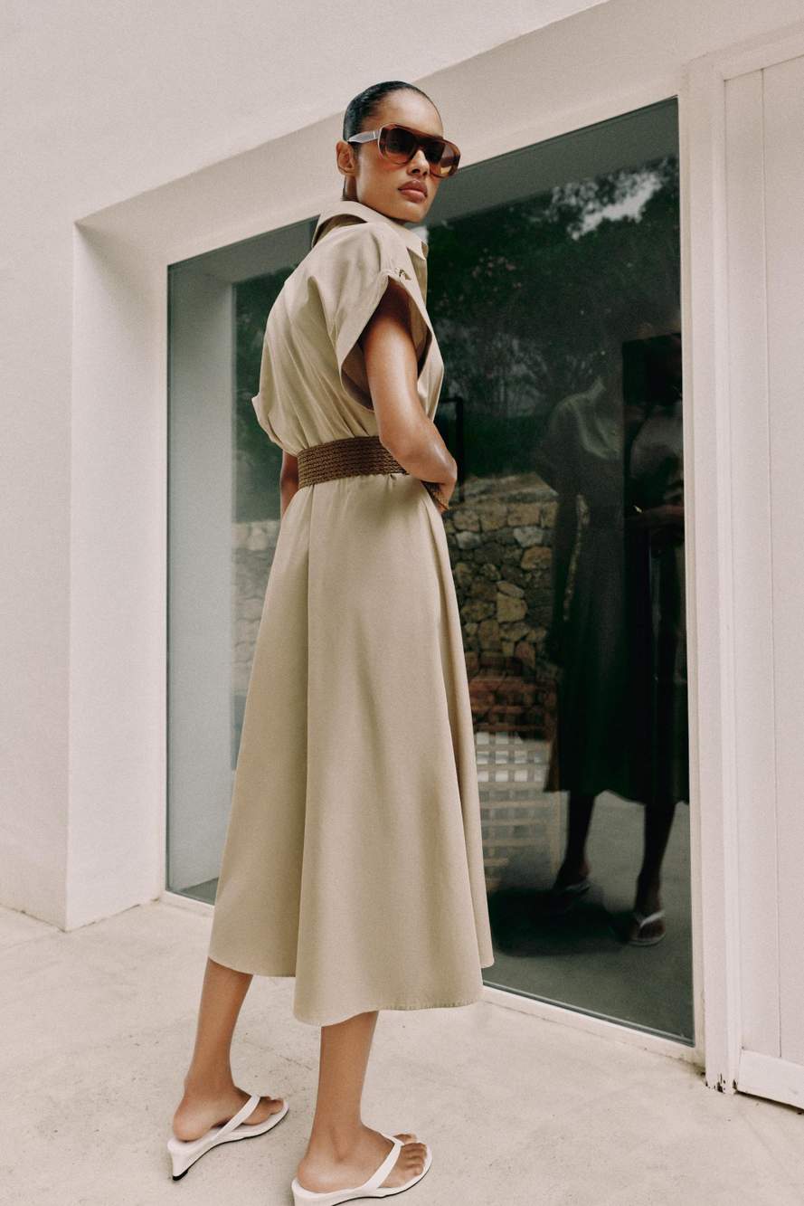 MIDI POPLIN DRESS WITH BELT — Product image 4 of 8