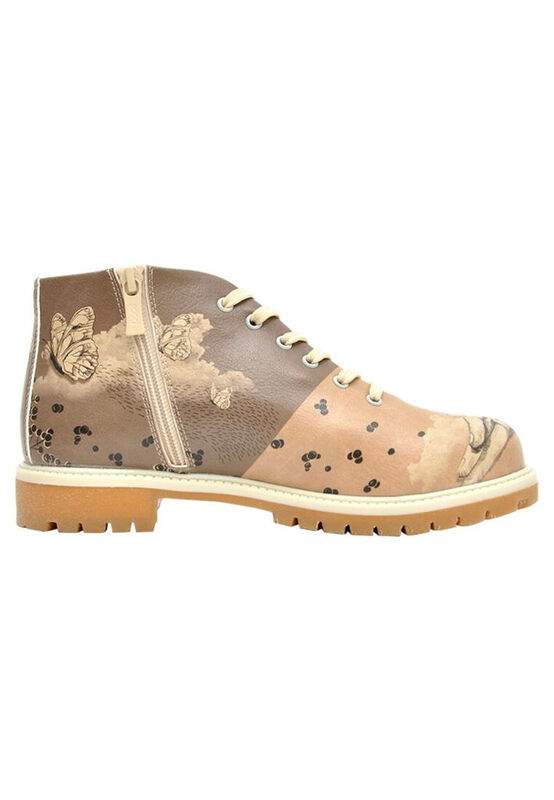 Women Vegan Leather Brown Zipper Ankle Boots - Lady Butterfly Design — Product image 4 of 7