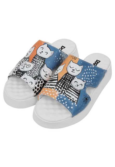 Women Vegan Leather Multicolor Slippers - Family Portrait Design