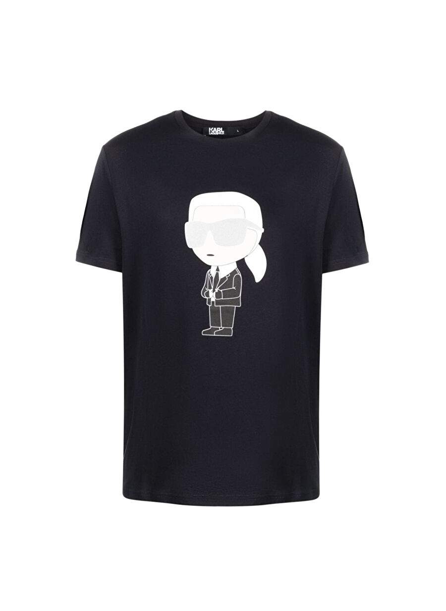 KARL LAGERFELD Bisiklet Yaka Siyah Erkek T-Shirt 755071500251 — صورة المنتج 4 من 4