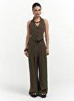 Pailey Low-cut Khaki Vest Pants Set — Product image 17 of 40