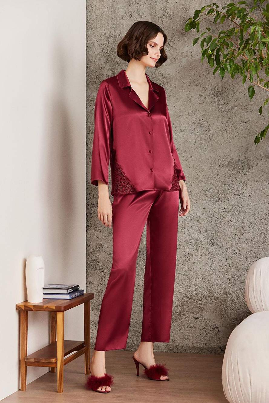 Pierre Cardin  Saten Gecelik Sabahlık Pijama Takım Şort Takım 6'lı Gelin Çeyiz Seti - 6000 — صورة المنتج 5 من 8