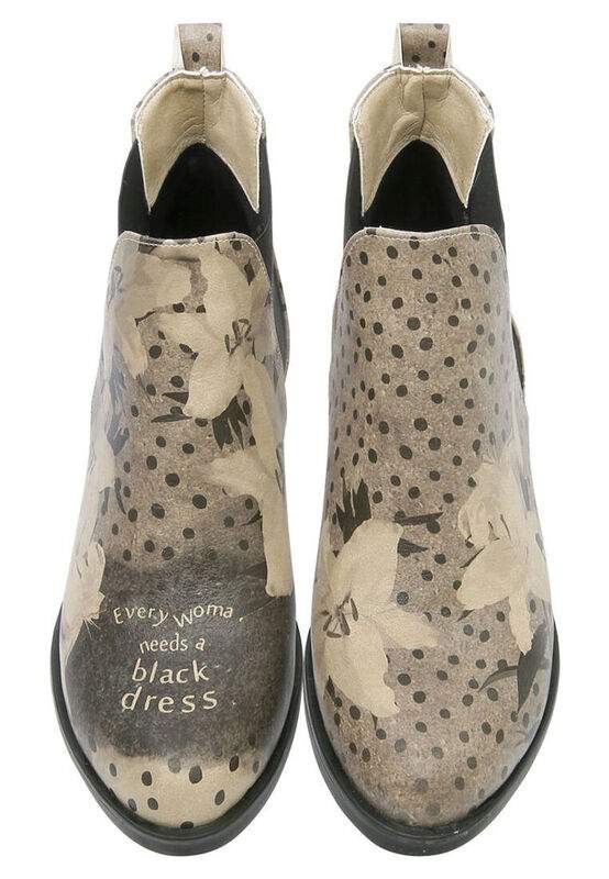 Women Vegan Leather Beige Ankle Boots - Black Dress Design — Product image 3 of 7